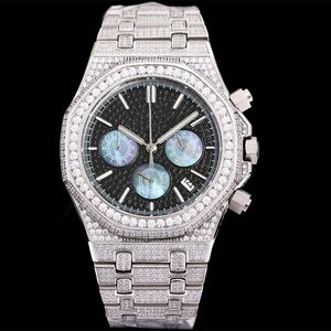 Diamond Watch Men Kwarc Ruch Luksusowy zegarek na rękę 40 mm szafirowy szklany srebrzysty diamentowa bransoletka wodoodporna wiele kolorów Wysokiej jakości Diamenty zegarki Diamonds