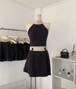 Arbeitskleider zweiteilige Rock -Set Frauenanzug Y2K Kleidung Sommer sexy Outfit geschnittenes Oberteil und mini -schicke elegante weibliche Kleidung