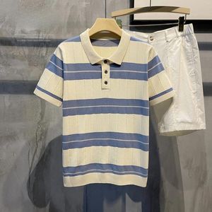 Polos da uomo Polo Summer Shirts with Short Maniche Business Stripes Casual Tops Fashion Overszed T Man Clothes B44