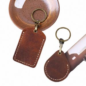 1pc Vintage Leather Key Case Case Case Cuechain Doorlock Accory Ctrol Tags Keyfob Tag Id Card Ключ Ключ Кольцо Ключ