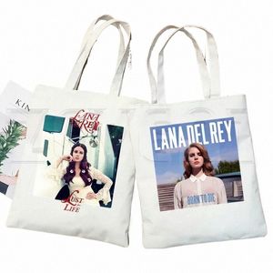 lana Del Rey LOGO Printed Graphic Hipster Carto Print Shop Bags Girls Fi Casual Pacakge Hand Bag 421t#