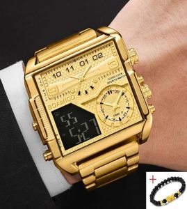 Orologi da polso Boamigo Sport Square Digital Analog Digital Big Quartz Watch Top Fashion Gold in acciaio inossidabile uomini orologi Male Clock3513545