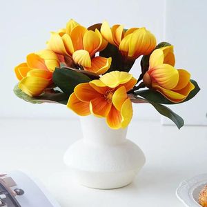 Decorative Flowers Artificial Magnolia Faux Orchid Fruit Home Decoration Bridal Bouquet Party Supplies Wedding Ornament Floral Arrangement