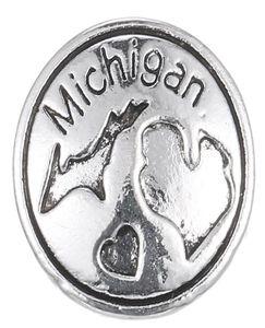 10pcslot 2017 Silver Michigan Snap Buttons 18mm Charms Jewelry Snap For DIY Silver Snap Bracelet3012994