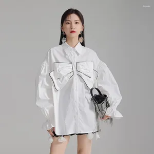 Women's Blouses Zhongchuang Rizhen 3D Bow Flare Sleeves Medium Long Shirt 2024 Spring Wear Loose And Slimming Top