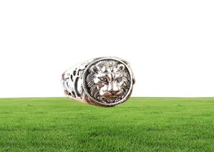 925 Sterling Silver Lion Head Punk Ring Women Men Ring0127347003