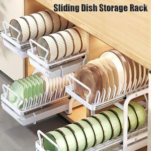 Kitchen Storage Sliding Dish Drainer Rack Sink Drain Shelf Cabinets Drawers Organizers With Chopstick Barrel Accessories