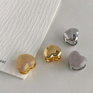 Studörhängen koreansk metall dubbelsidig hjärta för kvinnor flickor minimalistisk design slät hjärtformat öronspänne bröllop smycken gåvor