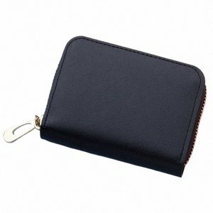 pu Leather Men Women Card Holder Small Zipper Wallet Solid Coin Purse Accordi Design Rfid ID Busin Credit Card Bags Cartera S1iR#