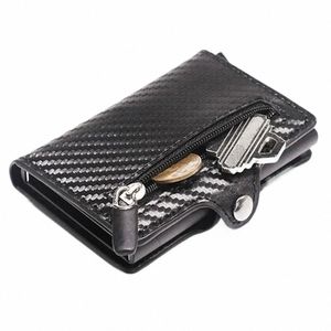 Kohlenhydratfaser RFID Blockierende Protecti Men id Kreditkartenhalter Brieftasche Leder Metall Busin Bank Kreditkartenkarteninhaber Hülle N9PF#