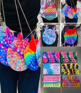 Fidget crossbody chain bag push pop silicone rubber purses fanny pack macaron rainbow backpacks bubble popper handbag cometic make4780404