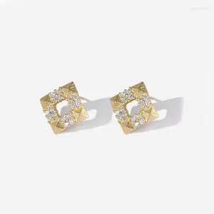 Dangle Küpeler Vianrla 18k Altın Küpe 925 Sterlling Gümüş Takı 14.8mm Kare Şekli Zirkon Moda Kadınlar