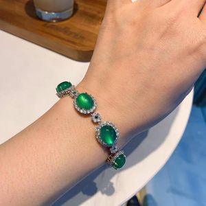 Bağlantı bilezikleri srjewelry chalcedony jade yeşil floresan dairesel kadın doğum günü hediyeleri toptan satış