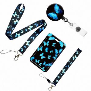 1pc Fi Butterfly Lanyard Card Holder Keychain Hanging Rope Phe Neck Strap ID Badge Campus Bank Card Cover Case Gift f3pL#