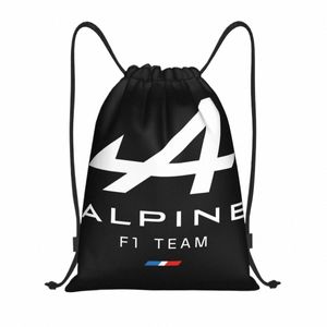 Logotipo da equipe Alpine F1 Drawstring Backpack Gym Bag Sackpack para trabalhar E9SV#