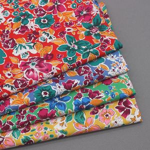 100*145 cm de tecido de algodão floral brilhante feminino e crianças vestidos roupas de vestuário de tecido diy costura de costura artesanal 240409