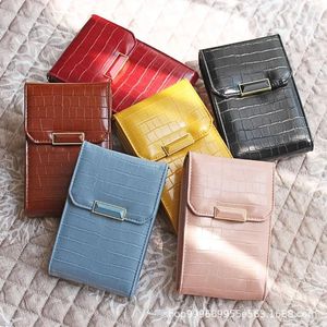 드로 스트링 2024 휴대 전화 가방 한국의 푸 스톤 패턴 숙녀 어깨 큰 용량 패션 작은 정사각형 지갑