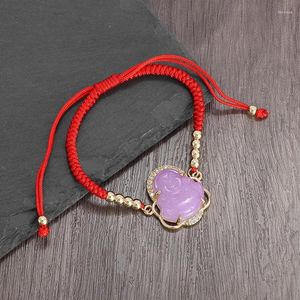 Ссылка браслетов Творческая красная веревка модный браслет Maitreya Buddha для мужчин и женщин Персонализированные модные аксессуары для богатства