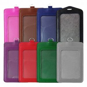 PU Leather Material Card Case di badge ID manicotto Custodia Clear Exhiti Staff Credenziali Tag Card Porta della carta Vertical Accories C721#