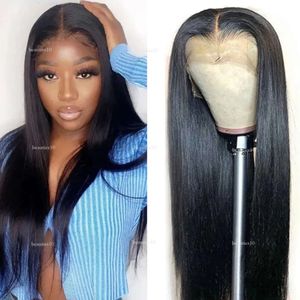 13x4 Frontal Human 10-30 polegadas Cabelo liso brasileiro liso não processado Swiss Lace Front Wigs