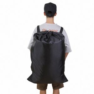 Vattentät tung tull ryggsäck svart en storlek polyester tvättpåse cam rese stora kläder förvaring väska c9pr#