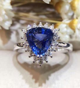 Cluster Rings 18K Gold 1843ct Natural Sapphire Women Ring With 0227ct Diamond Setting 2021 Fine Jewelry Wedding Band Engagement9199964