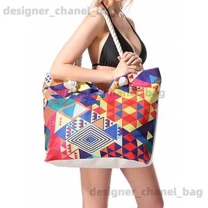 Totes Bohemian style geometric large capacity multifunctional handheld one shoulder handbag swimming storage bag beach bag T240416