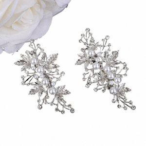 Trendy Rhineste Clip per capelli da sposa per donne Sier Wedding Hair Accories fatti a mano Coperino per la festa di perle Gold Bride Tiaras N2JD#