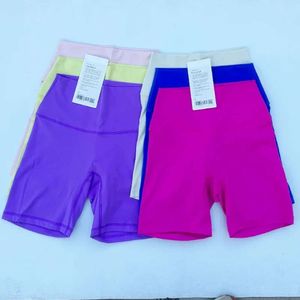 Sports Lu Align midja Yoga Kvinnor Slim Fit Butt Lift Gym Running High Elastic Nylon Shorts Lemon Gym Running Workout