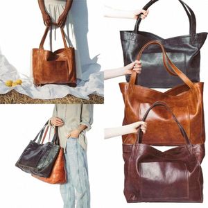 Kvinnor överdimensionerade bärbara handväskor mjuka läder topphandtag påsar axelpåsar w7g6#