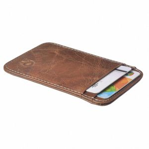 Роскошные кожаные карты держатель карты ретро винтажный мужской тонкий кошелек идентификатор кредитного банка фото держатель кошелек Busin Pocket Mey Pouch M9Em#