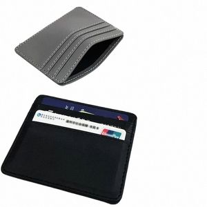 Slim ID och bankkortshållare plånbok för män och kvinnor busin pu läder kortskydd fodral mynt kort täcker påse påse y2sq#