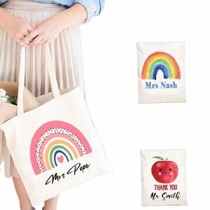 Persuzido Rainbow Women Women Canvas Tote Professora Bag da Bag da Vida da Vida da Vida Eco e Eco Bolsa de Bolsa de ombro Fi FI M46F#