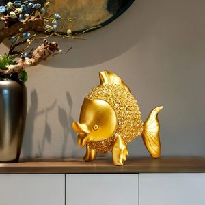 Golden Fisch Figur nordisches Luxusharz Wohnkultur Elegant Wohnzimmer Weinschrank Dekoration TV -Stand Orament Room 240408