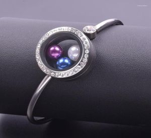 Charm Bracelets 5PcsLot 25mm Stainless Steel Crystal Round Glass Memory Floating Charms Locket Bracelet Bangle For Women Fe5425079