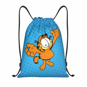 niestandardowe Garfields Torby z plecakiem sznurkiem Kobiety Mężczyźni Mężczyźni Lekki Carto Comic Gym Sports Sackpack Worki do sklepu 79mc#