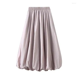 Skirts Spring High Waist Slim Flower Bun Female Lantern Loose Skirt Korean Fashion Midi Long A- Line For Women