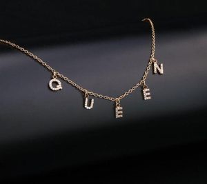 Spaced Initial Name Necklace Charm Strands custom diamond with chains for Women Crystal Initial Hanging letters choker jewelry Gif2053633