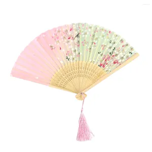 Decorative Figurines Fanb Folding Hand Fans For Women Foldable Portable Wooden Silk Bride Cherry Blossom