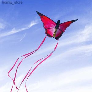 Yongjian Beautiful Butterfly Kites Red Crystal Butterfly Kites z 100 -metrowym sznurkiem dziecięcym i latawcami dla dorosłych zabawki na zewnątrz Y240416