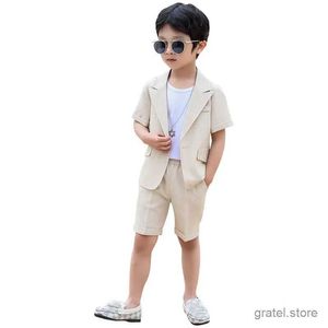 Suits Boys Summer Suit Kids Jacket Shorts 2Pcs Photograph Suit Children Birthday Graduation Set Baby Wedding Performance Party Dress