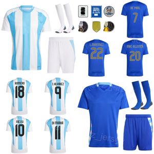 Homens Kids Soccer Lautaro Martinez Jersey 24/25 Seleção Nacional Alexis Mac Allister Enzo Fernandez Giovani Lo Celso Angel Di Maria Futebol Camisa Copa America Agenting