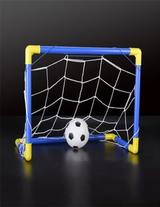 Folding Mini Football Soccer Ball Goal Post Net Set Pump Kids Sport inomhus utomhusspel Toys Child Birthday Present Plastic 1718265