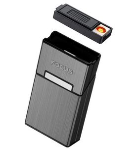 Latest Colorful Cigarette Case Removable USB Lighter Kit Shell Plastic Aluminum Innovative Design Smoking Storage Stash Box Contai6477201