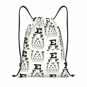 opticians Eye Chart Drawstring Backpack Sports Gym Bag for Women Men Shop Sackpack Y398#