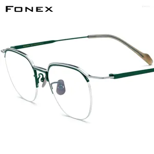 Okulary przeciwsłoneczne ramy fonex czyste tytanowe okulary ramy mężczyźni 2024 pół24 Square Square Okulasy Kobiety na pół obręczy optyczne okulary optyczne