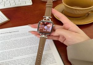 Leather Slim Watchband for Apple Watch Band 41mm 45mm 40mm 44mm 38mm 42mm Series 7 SE 6 5 4 3 2 1 Woman Thin Correa Wrist Strap1999855