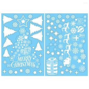 Window Stickers Mural Art DIY 3D View Wall Decals 2st/Set Christmas Tree Sticker PVC borttagbar glasfönsterfestival