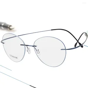 Güneş gözlüğü retro büyük oval lens Business rimless çerçevesiz ultra ışık taşınabilir okuma gözlükleri kutusu 0.75 1 1.5 1.75 2 ila 4