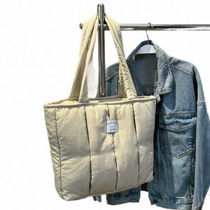 fi Cott Padded Handbag Luxury Designer Tote Bag Women's Satchel Female Shoulder Bags Quilted Shopper Bag Purse Bolsa Hobo o3aJ#